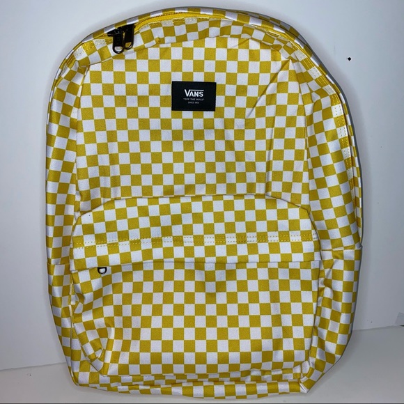 vans backpack checkered yellow